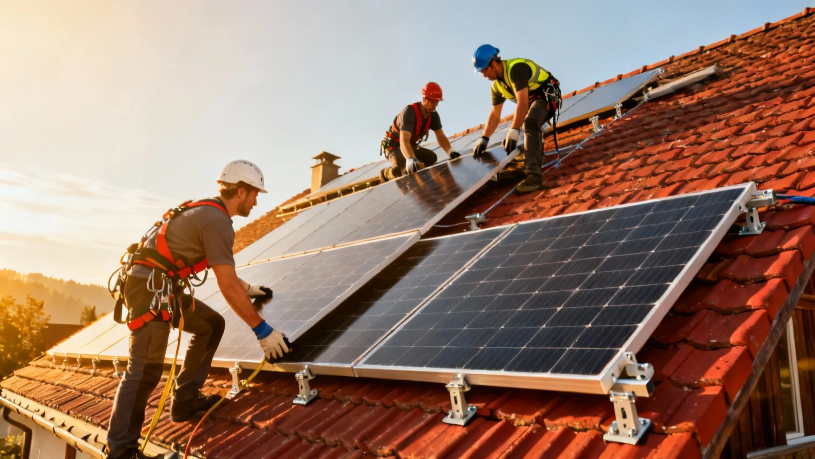 Installation professionnelle de panneaux solaires monocristallins sur le toit d'une maison en Suisse par un installateur certifié Swissolar