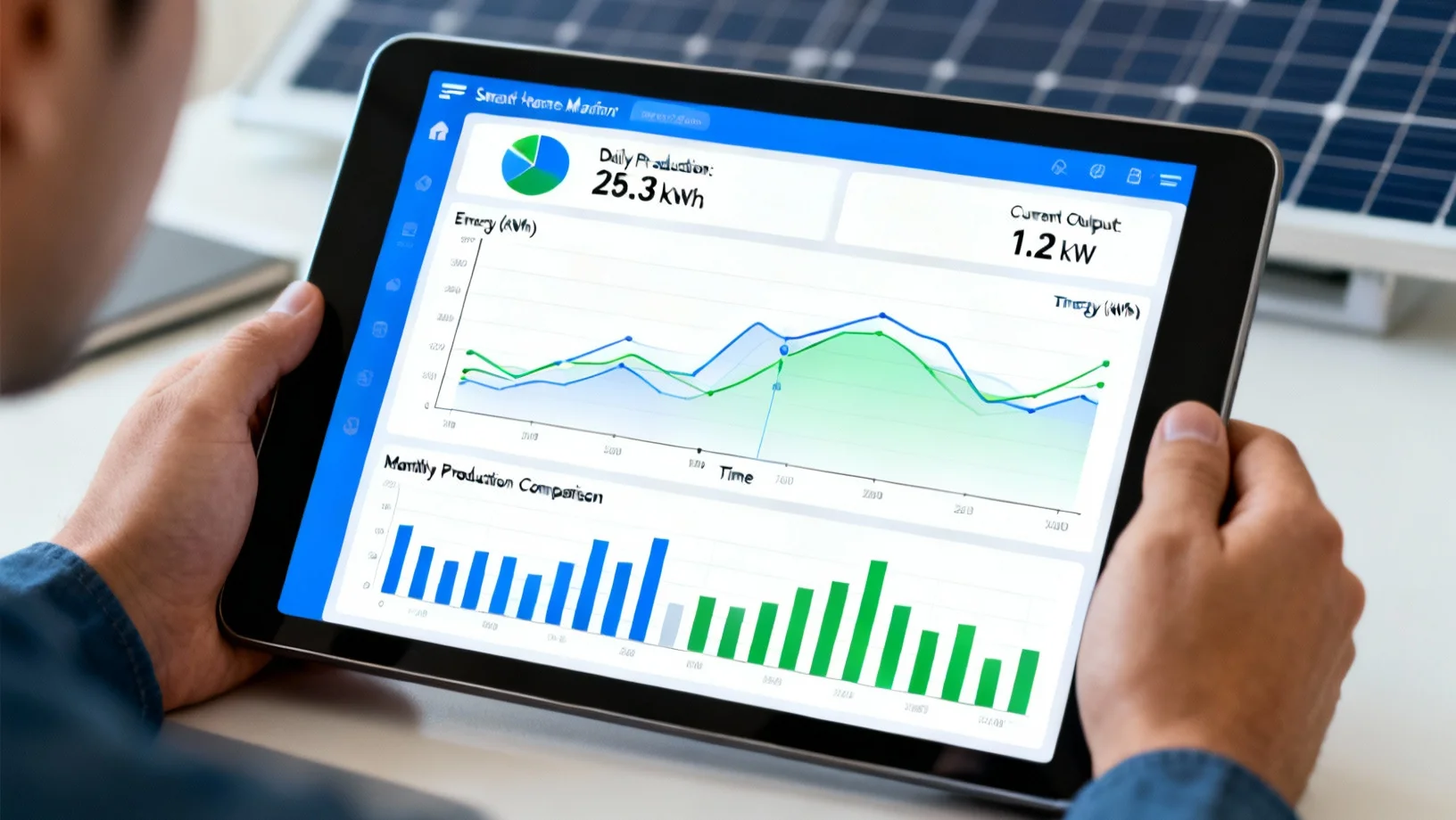 Système de gestion intelligente d'autoconsommation solaire avec monitoring temps réel sur tablette en Suisse